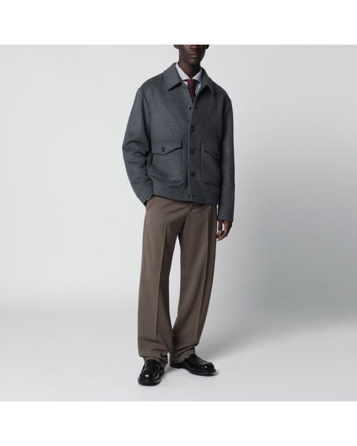 Valentino Gray Wool And Cashmere-Blend Overshirt Jacket for men