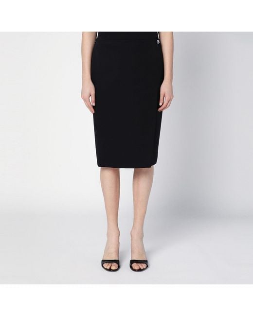 Givenchy Black Wool Midi Skirt
