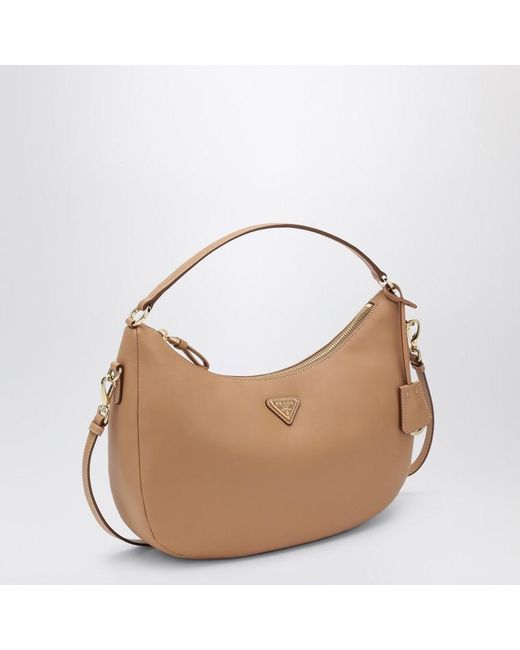 Prada Brown Hellbraune Schultertasche Aus Leder