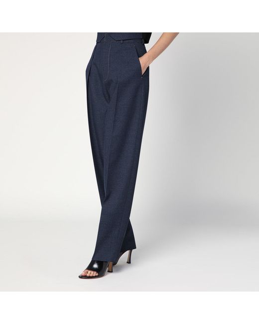 Bottega Veneta Blue Dark Indigo Pants In Wool Blend