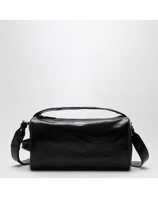 Prada Black Leather Bag With Glossy Finish for men