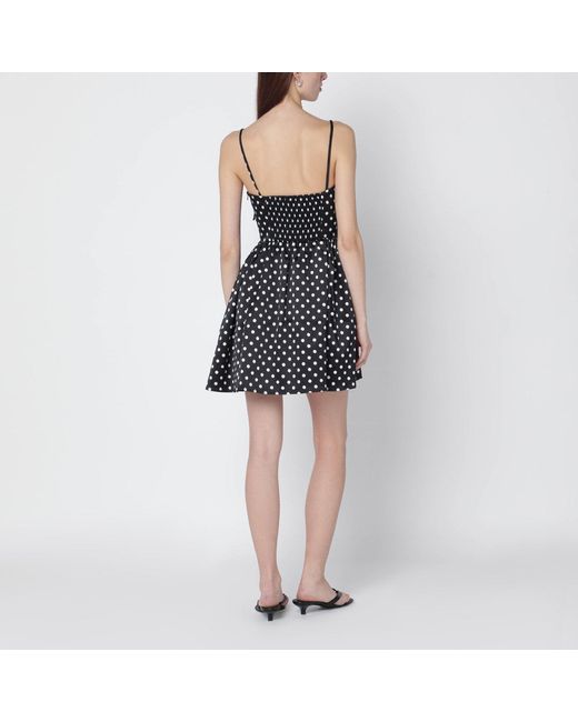 Ganni Black Satin Mini Dress With Polka Dots