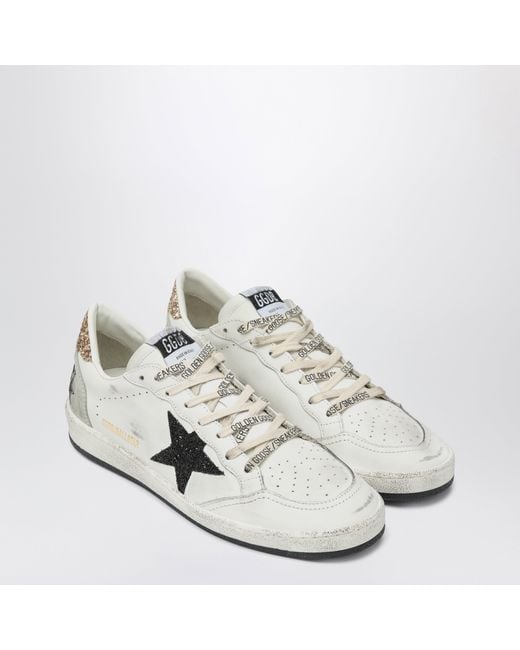 Golden Goose Deluxe Brand White And Ball Star Sneakers With Glitter
