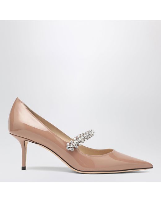 Jimmy Choo Pink Bing Crystal-strap Patent Leather Pumps In Ballet
