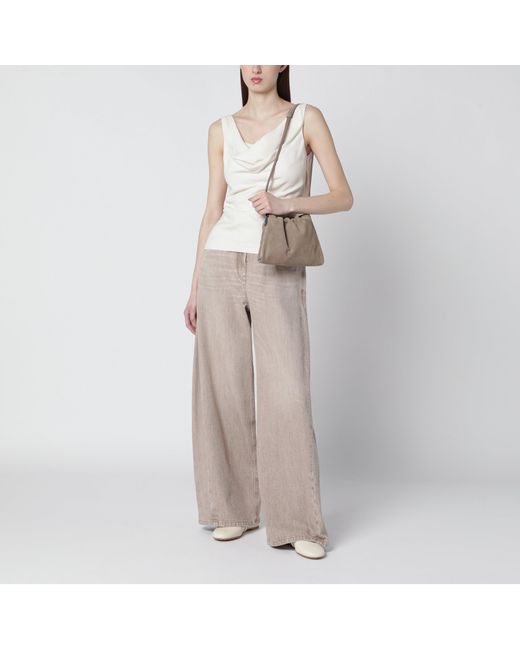 Brunello Cucinelli Brown Bc Duo Pouch Suede Bag With Monile Detail