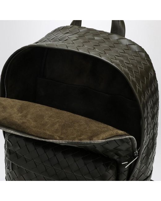 Bottega Veneta Mittelgroßer Khakifarbener Rucksack Mit Flechtmuster in Black für Herren