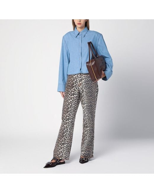 Halfboy Blue Long-Sleeve Denim Shirt With Asymmetric Hem