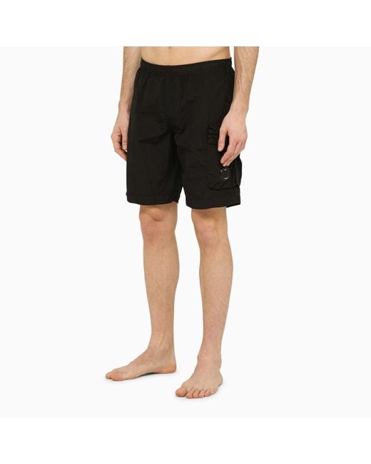C P Company Black Nylon Bermuda Shorts for men