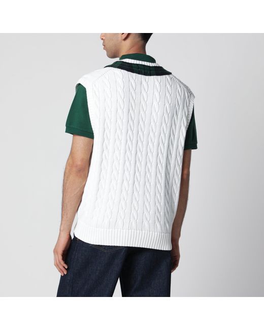 Polo Ralph Lauren Green Cream Cable-Knit Relaxed-Fit Vest for men