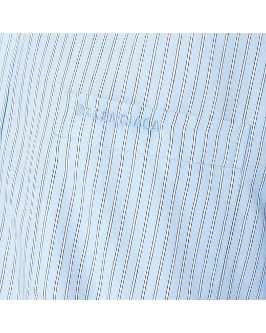 Balenciaga Blue Hellblau Gestreiftes Hemd Mit Geknoteten Manschetten