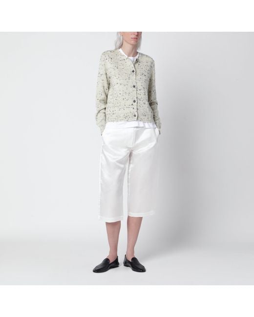 Cordera White Mélange Merino Wool Cardigan