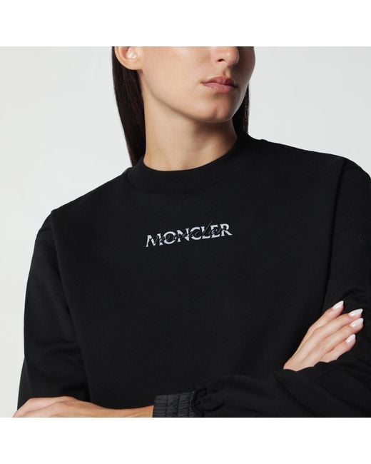 Moncler Black Cotton Sweatshirt With Logo