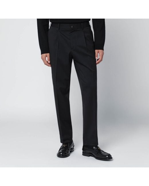 Santaniello Black Wool Blend Trousers for men