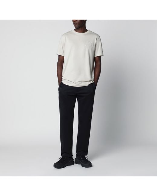 Moncler Natural Cotton T-Shirt With Embroidered Logo for men