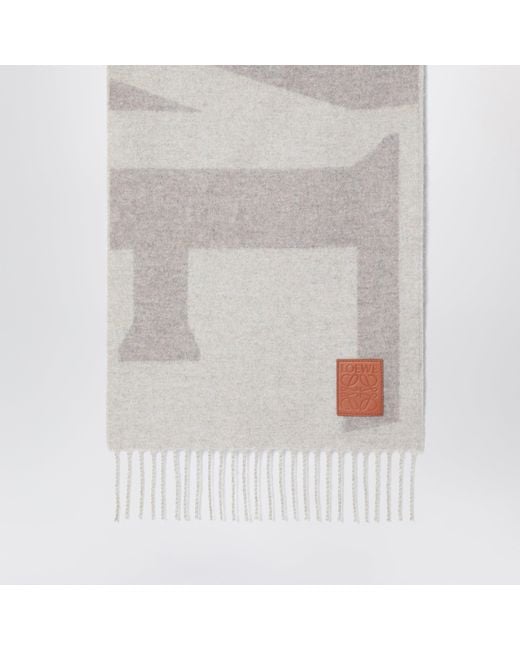 Loewe Gray Hellgrauer Kaschmirschal Mit Anagram Patch