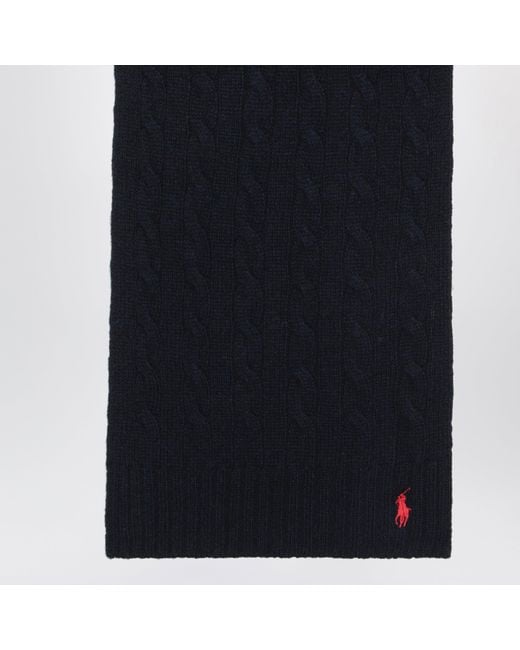 Polo Ralph Lauren Black Cable-Knit Wool And Cashmere Scarf