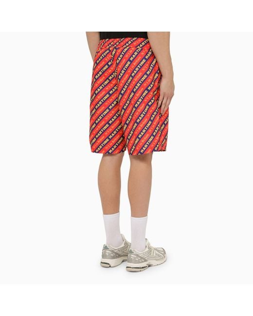 Martine Rose Red Bermuda Shorts With Logo Print for men