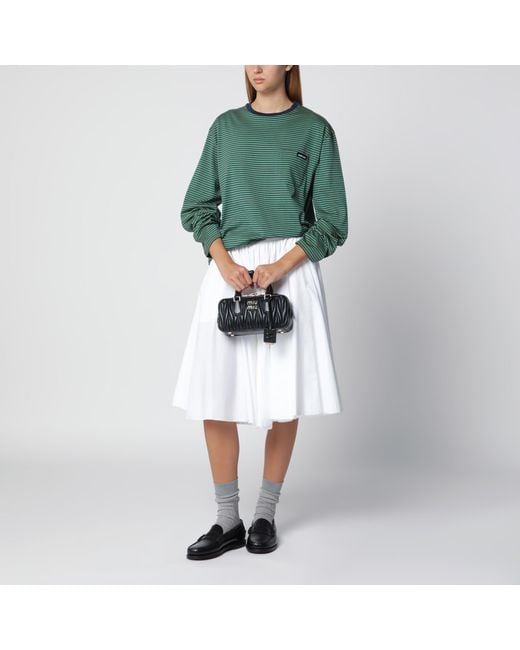 Miu Miu Green Striped Cotton Sweater
