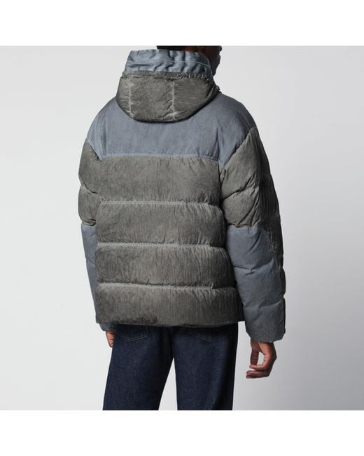 C P Company Gray Eco-Chrome R Mixed Goggle Down Jacket for men