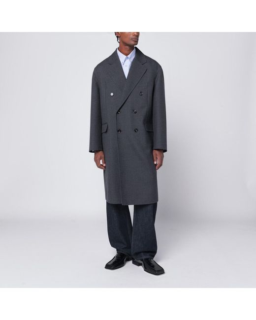 Bottega Veneta Black Double-breasted Wool Coat for men