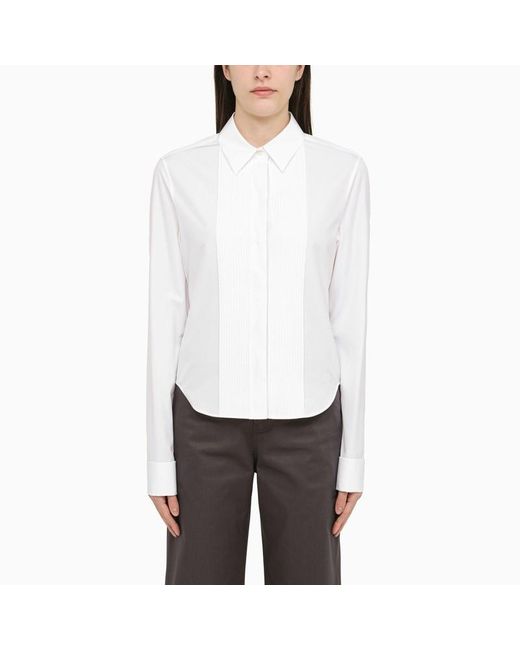 Camicia plissettata bianca in cotone di Loewe in White
