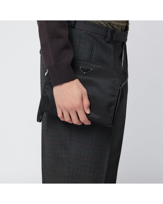 Prada Black Pouch Re-nylon And Saffiano for men