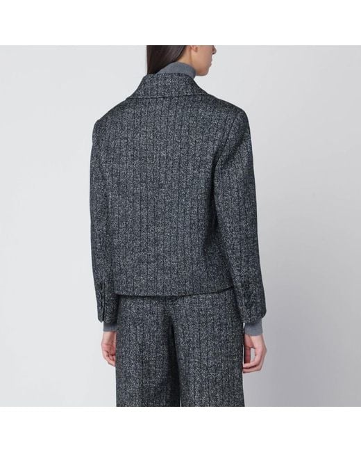 Giacca over corta grigia scura rigata di Dolce & Gabbana in Black