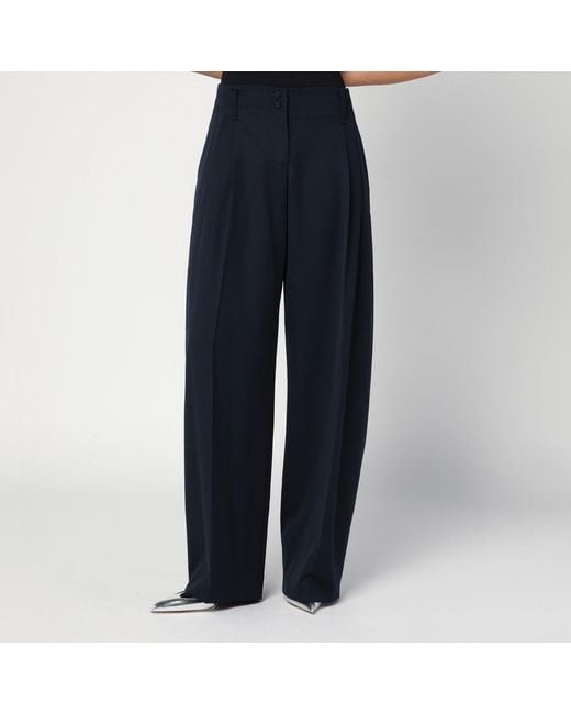 McQueen Blue Wide Wool Trousers