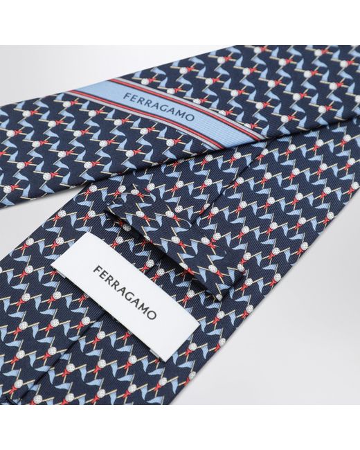 Ferragamo Blue Club Silk Tie for men