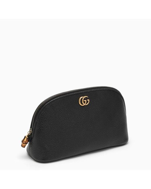 Beauty case in pelle con logo di Gucci in Black