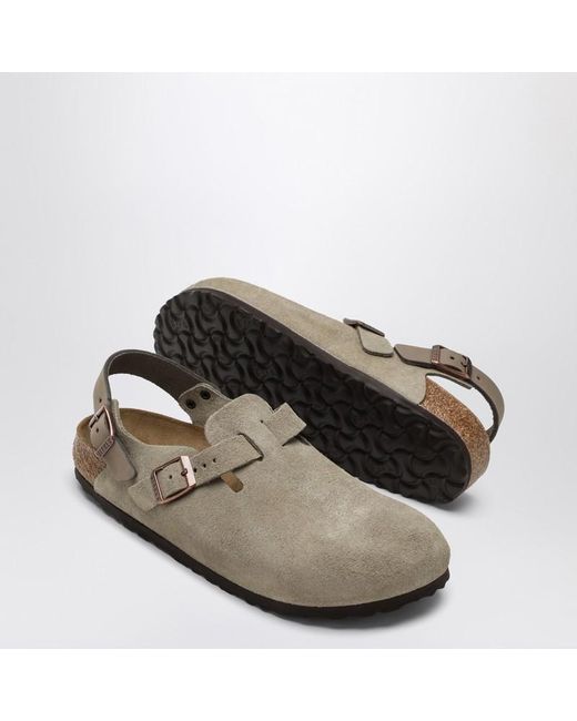 Ciabatta tokio color tortora in pelle scamosciata di Birkenstock in Natural