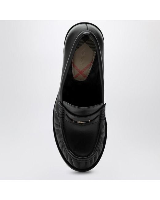 Burberry Black Cadet Leather Loafers With Heel