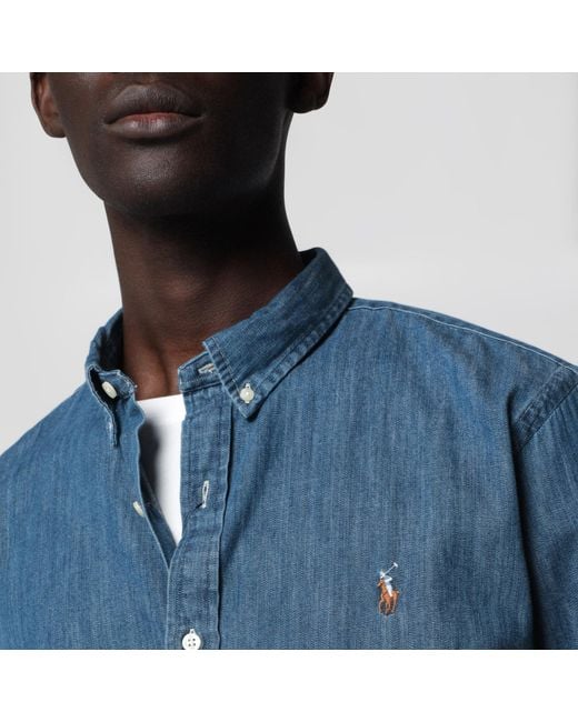 Polo Ralph Lauren Blue Slim-Fit Denim Button-Down Shirt for men