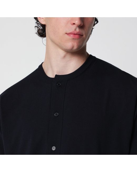 Auralee Black Cotton Button-Up Sweater for men