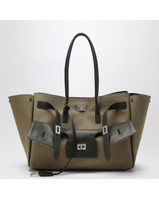 Balenciaga Multicolor Mittelgroße Tasche Carry All Bel Air Aus Khakifarbenem Canvas