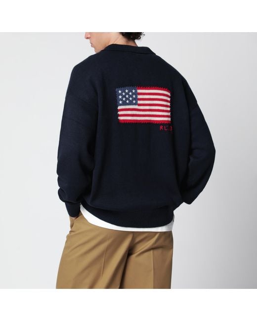 Polo Ralph Lauren Blue Polo Sweater With Flag Motif for men