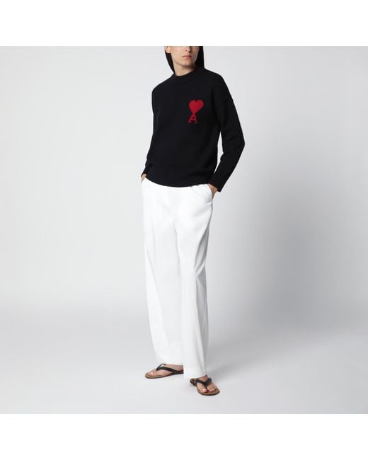 AMI Black Ami De Coeur Virgin Wool Sweater