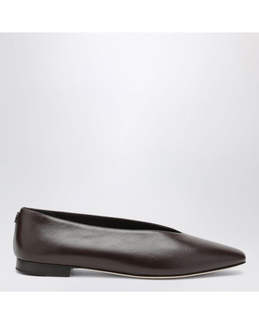 Jimmy Choo Black Chocolate Leather Margot Ballet Flats