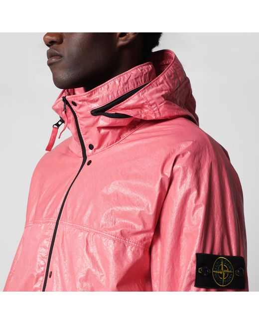 Stone Island Pink Geranium Glossy Nylon Jacket for men