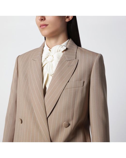 Valentino Natural Double-Breasted Pinstripe Jacket