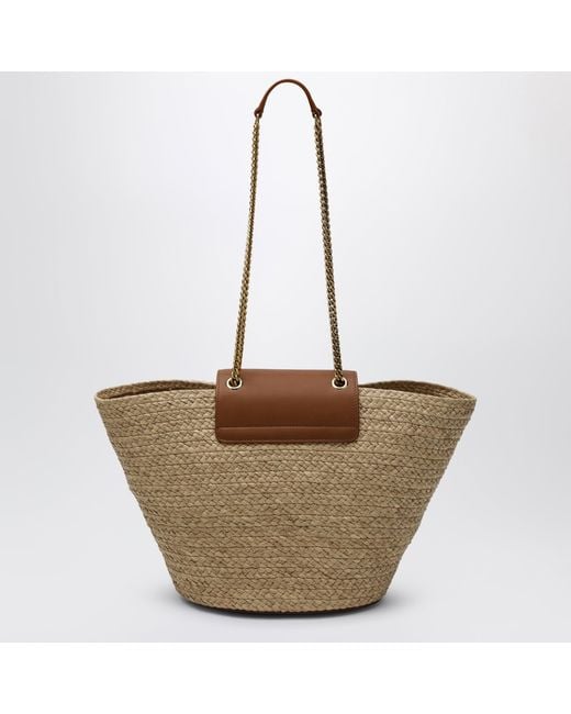 Saint Laurent Brown Manon Raffia Basket Bag
