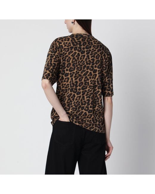 Anine Bing Black Avi Leopard Print Cotton T-Shirt