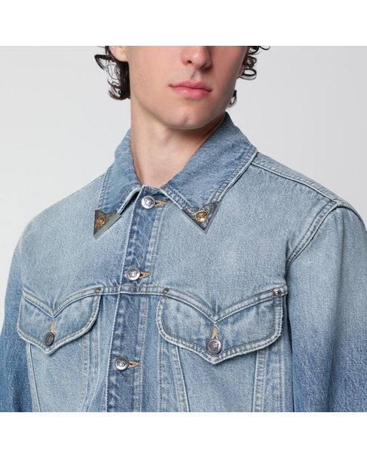Versace Blue Medium Stonewashed Denim Jacket for men