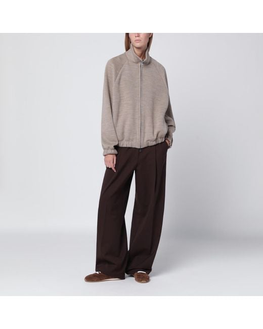 Max Mara Brown Zip-Up Sweatshirt