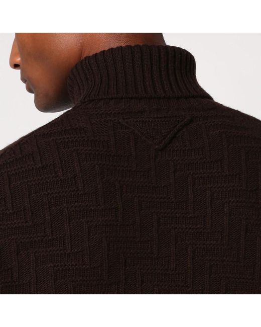 Prada Black Cashmere Blend Turtleneck Sweater for men