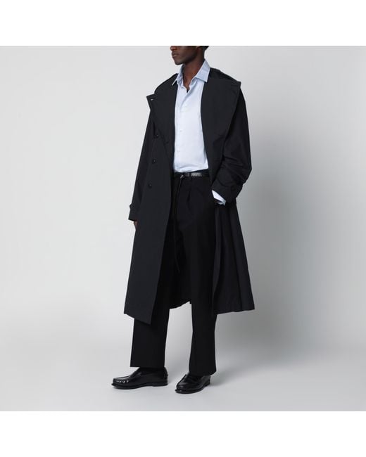 Prada Black Double-Breasted Cotton-Blend Trench Coat for men