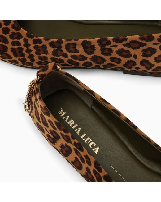 MARIA LUCA Brown Leopard-Print Augusta Ballerina