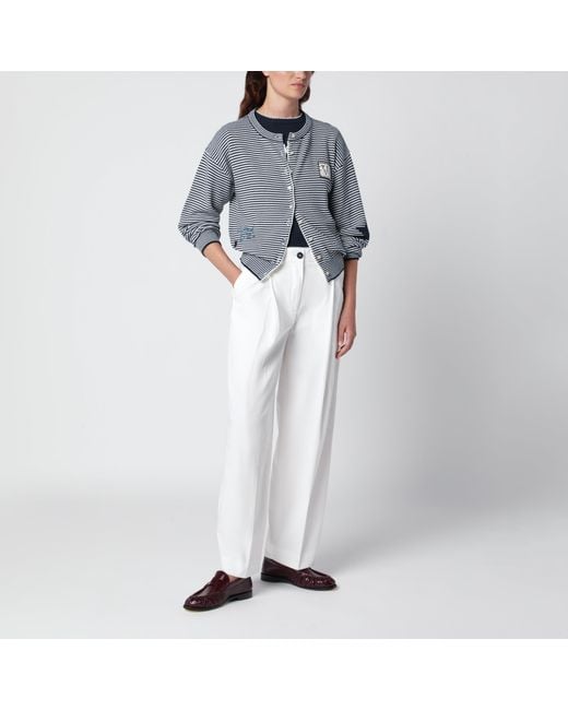 Weekend by Maxmara Gray Cotton Cardigan With Inlays