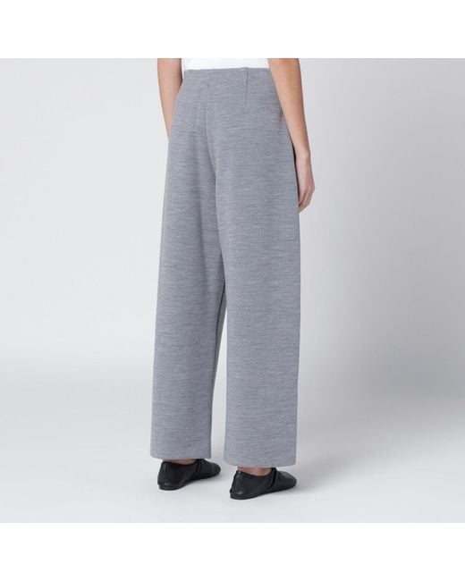 Max Mara Gray Wool-Cotton Blend Trousers