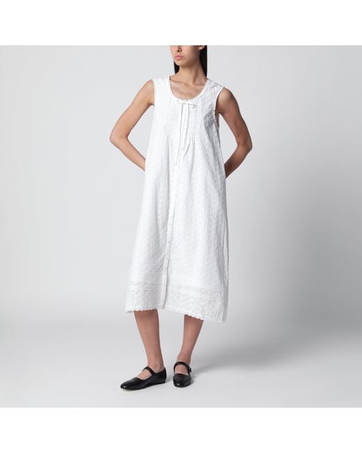 DUNST White Embroidered Babydoll Dress